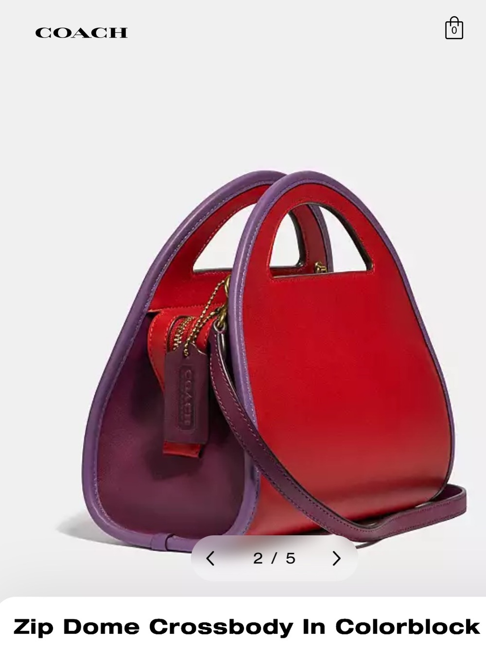 Coach Zip Dome Crossbody Bag Multi color (Red & Purple) - Picture 2 of 13